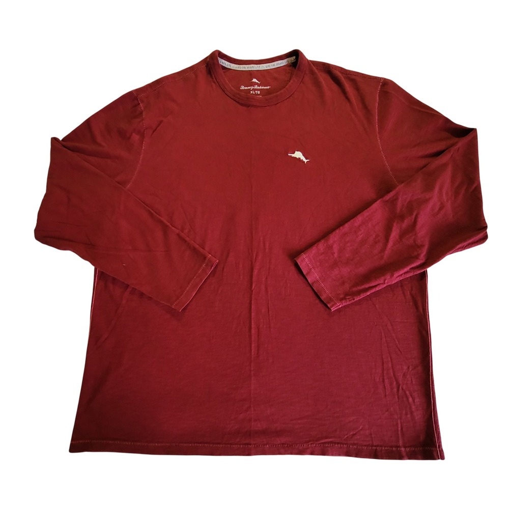 Tommy Bahama Graphic T-Shirt Mens XL Red Huladay Joy Ride Christmas Long Sleeve